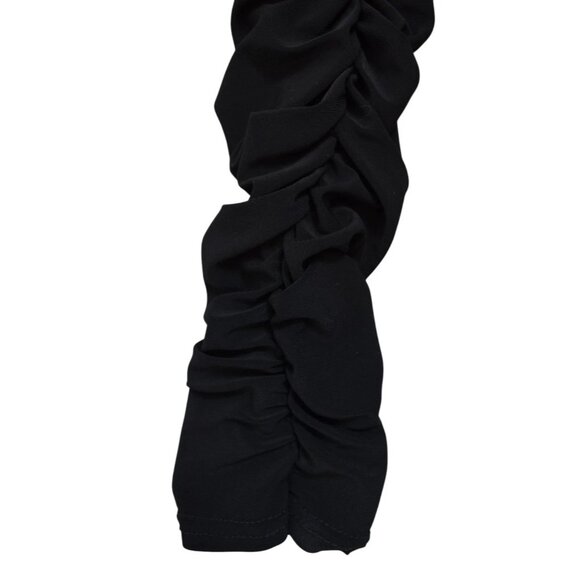 CLUB L LONDON ELODIE BLACK ASYMMETRIC BARDOT RUCHED MIDI DRESS - Picture 6 of 10